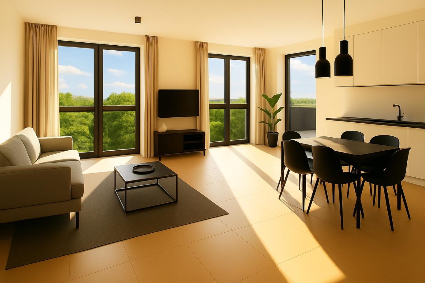 PENTHOUSE WOHNUNGEN MIT 3 BODENTIEFEN FENSTERN UND DACHTERRASSE - BEISPIEL APARTMENT 16