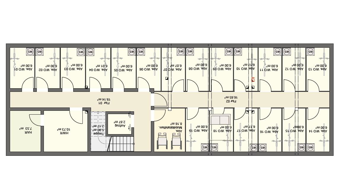 JE EIN CA. 6 M² GROßER KELLERRAUM MIT WASCHMASCHINENANSCHLUSS JE WOHNUNG ALS ABSTELLRAUM ODER WEITERER KLEINERSCHRANK (WU BETON UND ABLUFT)
