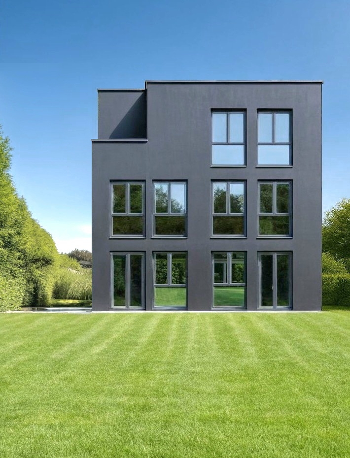 BODENTIEFE FENSTER ALS ART FRANZÖSISCHER BALKON - FASSADE HELLGRAU BIS ANTHRAZIT